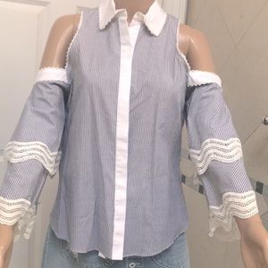 Jonathan Simkhai cold shoulder button down top size S
